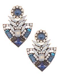 Elegant Blue Geometric Shape Diamond Design Earrings