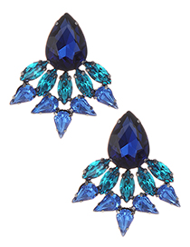 Elegant Blue Waterdrop Shape Design Hollow Out Earrings