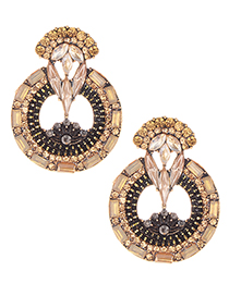 Elegant Champagne Full Diamond Design Hollow Out Earrings