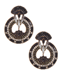 Elegant Black Full Diamond Design Hollow Out Earrings