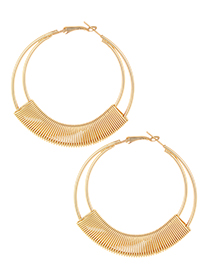 Elegant Gold Color Circular Ring Design Pure Color Earrings