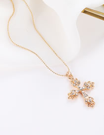 Elegant Gold Color Cross Pendant Decorated Simple Necklace
