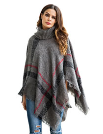 Fashion Gray Tassel Decorated Irregular Shape Sweater