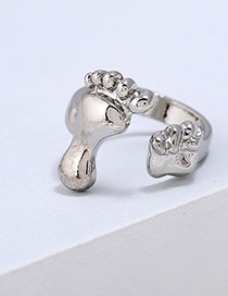 Fashion Silver Color Foot Shape Design Pure Color Ring
