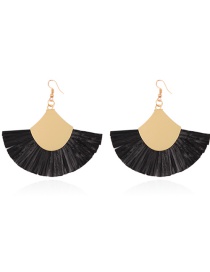 Fashion Black Pure Color Design Sector Shape Earrings
