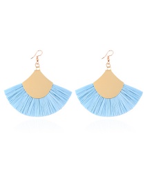 Fashion Blue Pure Color Design Sector Shape Earrings