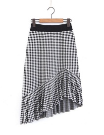 Elegant Black+white Grid Pattern Design Irregular Shape Skirt