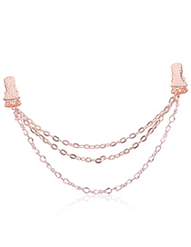 Fashion Rose Gold Chains Decorated Pure Color Shawl Buckle