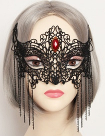 Fashion Black Hollow Out Design Tassel Decorated Mask