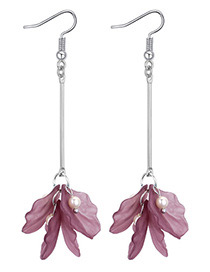 Elegant Purple Flower Shape Decorated Earrings