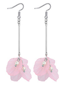 Elegant Pink Flower Shape Decorated Earrings