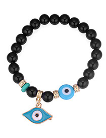 Personality Black Eye Shape Pendant Decorated Beads Bracelet