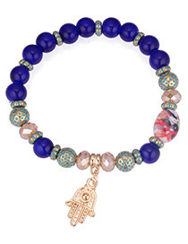 Fashion Blue Palm Pendant Decorated Beads Bracelet
