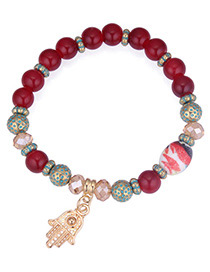 Fashion Red Palm Pendant Decorated Beads Bracelet