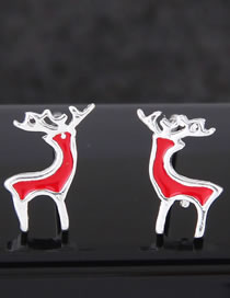 Fashion Red Deer Shape Decorated Earrings