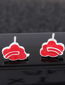 Fashion Red Cloud Shape Decorated Earrings