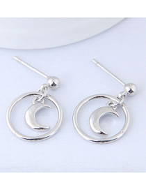 Elegant Silver Color Moon Shape Design Pure Color Earrings