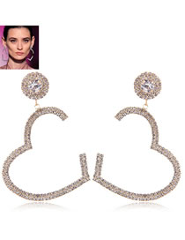 Elegant Gold Color Full Diamond Design Heart Shape Earrings