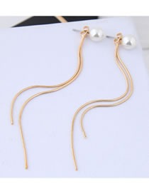 Elegant Gold Color Pure Color Decorated Tassel Earrings