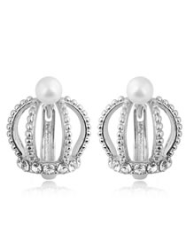 Elegant Silver Color Crown Shape Design Pure Color Earrings