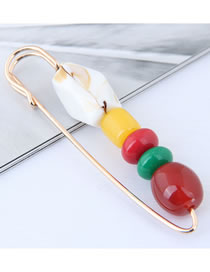 Fashion Red+white Round Shape Design Color Matching Brooch