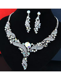 Fashion Multi-color Full Diamond Design Simple Jewelry Sets