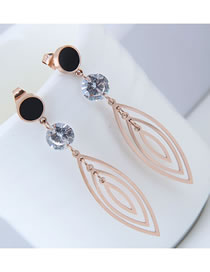 Fashion Rose Gold Hollow Out Oval Shape Decorated Earrings