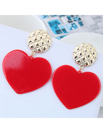 Fashion Red Heart Shape Decorated Earrings