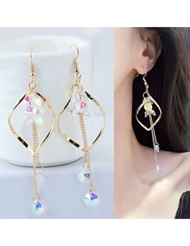 Fashion Gold Color Waterdrop Shape Design Long Tassel Earrings