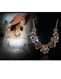 Elegant Gold Color Flowers Decorated Jewelry Sets