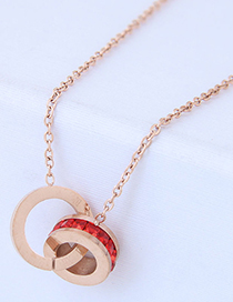 Fashion Rose Gold+red Round Shape Decorated Necklace