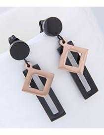 Fashion Gold Color +black Geometric Shape Decorated Earrings