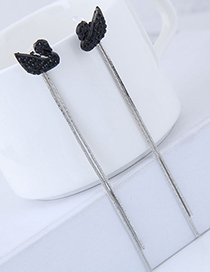 Fashion Black Swan Shape Decorated Tassel Earrings