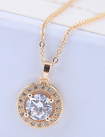 Sweet Gold Color Round Shape Pendant Decorated Necklace