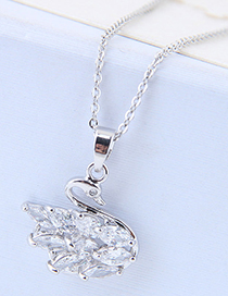 Sweet Silver Color Swan Pendant Decorated Necklace