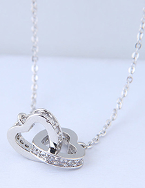 Sweet Silver Color Heart Shape Pendant Decorated Necklace