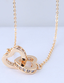 Sweet Gold Color Heart Shape Pendant Decorated Necklace