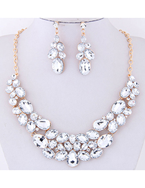Fashion White Full Diamond Decorated Jewelry Set