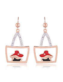 Fashion Rose Gold Handbag Shape Decorated Earrings