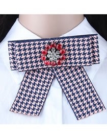 Fashion Pink+navy Flower Shape Decorated Bowknot Brooch