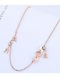 Fashion Rose Gold Tower Shape Decorated Necklace