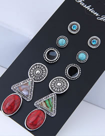 Fashion Multi-color Triangle Shape Decorated Earrings (12 Pcs )