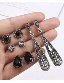 Fashion Silver Color Water Drop Shape Decorated Earrings (12 Pcs )