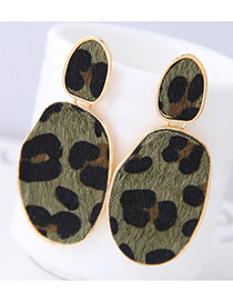 Fashion Green Metal Simple Geometric Leopard Stud Earrings
