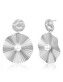 Fashion Silver Color Metal Simple Disc Stud Earrings