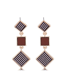 Fashion Gold Size Square Earrings
