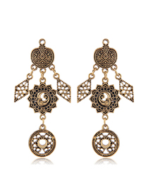 Fashion Gold Metal Openwork Flower Earrings
