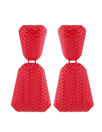 Fashion Red Metal Contrast Geometric Stud Earrings
