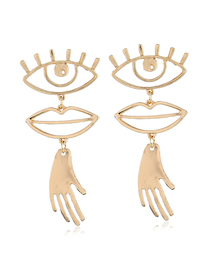 Fashion Gold Metal Eyebrows Shape Earrings
