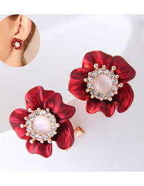 Fashion Red Rich Flower Earrings